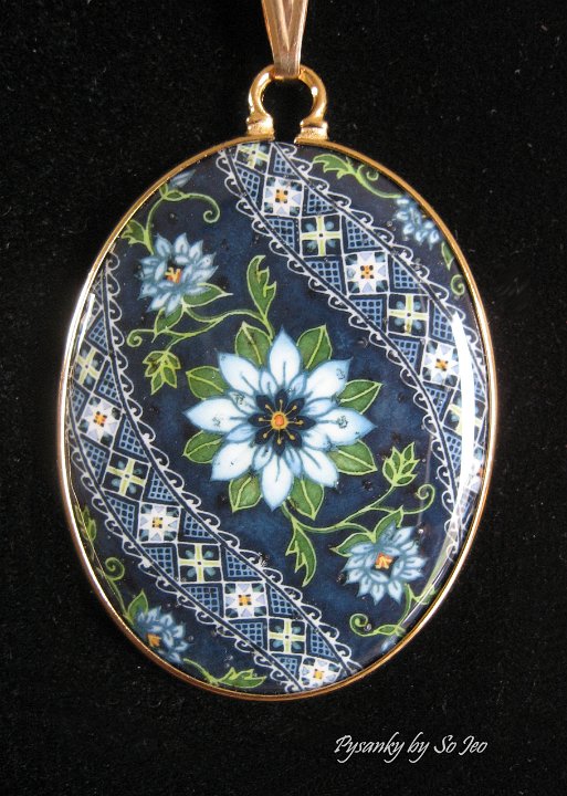 Blue Love In A Mist Pendant Pysanky By So Jeo